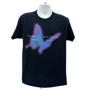 Post Malone Mens Large T-Shirt Twelve Carat Tour Butterfly Graphic Black
